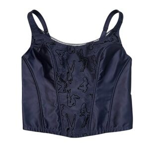 Savage X Fenty Adam Selman 2X Blue Corset Bustier Lace Up Zip Lingerie Top Dance